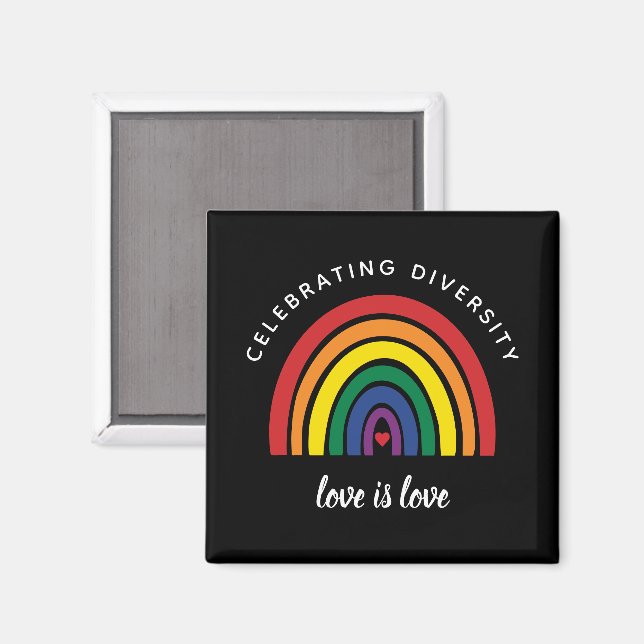 LGBT Gay Pride Celebrating Diversity Love Is Love Magnet (Front/Back)