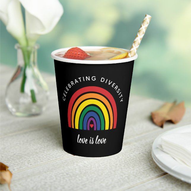 LGBT Gay Pride Celebrating Diversity Love Is Love Paper Cups (Insitu)