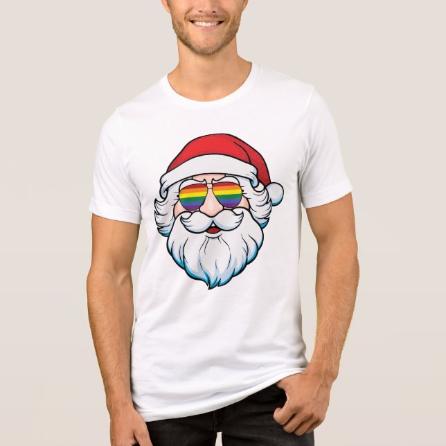 LGBT Gay Pride Cool Trendy Santa Claus Christmas Tri-Blend Shirt (Front)
