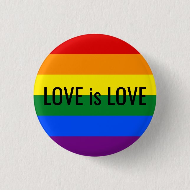 lgbt gay pride flag feminist resist love is love 3 cm round badge (Front)