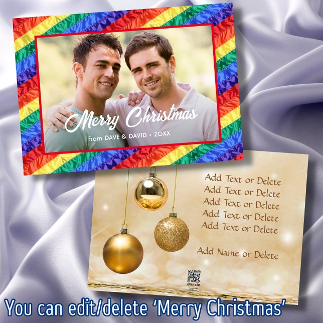 LGBT Gay Pride Flag Rainbow Flag Custom Photo Cool Holiday Card (Creator Uploaded)