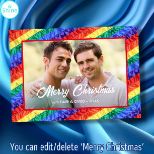 LGBT Gay Pride Flag Rainbow Flag Custom Photo Text Holiday Card