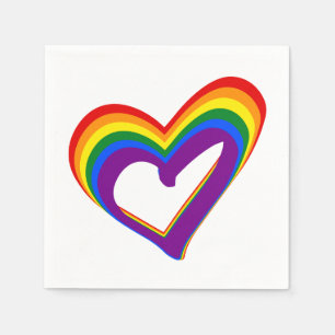 LGBT Gay Pride Love Rainbow Heart LGBTQ Party Napkin