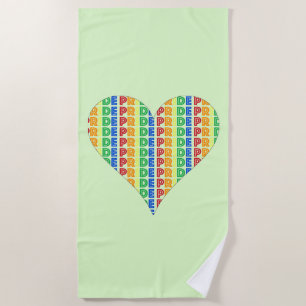 LGBT Gay Pride Month Celebration Rainbow Heart Beach Towel