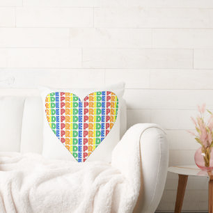 LGBT Gay Pride Month Celebration Rainbow Heart Cushion