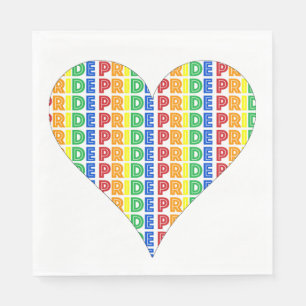 LGBT Gay Pride Month Celebration Rainbow Heart Napkin
