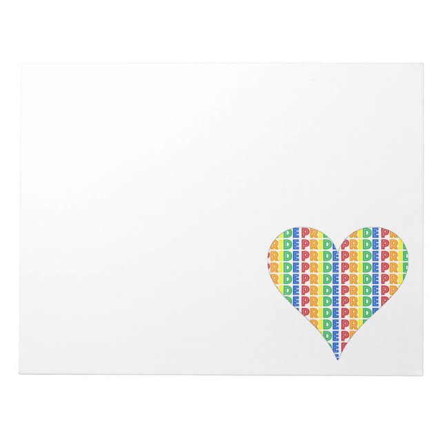 LGBT Gay Pride Month Celebration Rainbow Heart Notepad (Front)