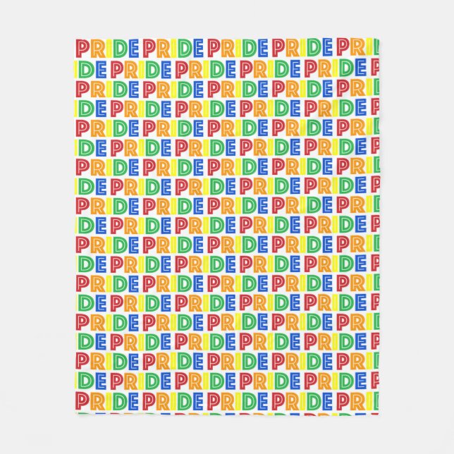 LGBT Gay Pride Month Celebration Rainbow Letters Fleece Blanket (Front)