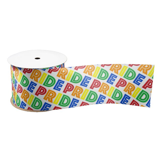 LGBT Gay Pride Month Celebration Rainbow Letters Satin Ribbon (Spool)