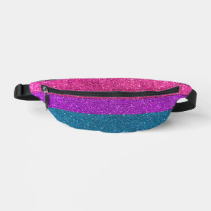 LGBT Gay Pride Pink and Blue Glitter Glam Luxury Bum Bags