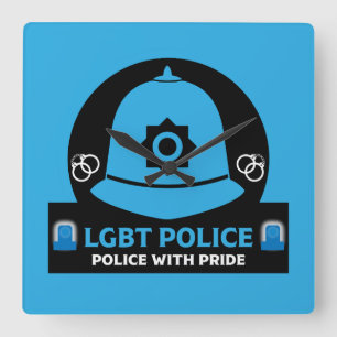  LGBT+ Gay Pride Police Square Wall Clock