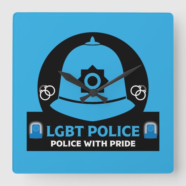  LGBT+ Gay Pride Police Square Wall Clock (Front)