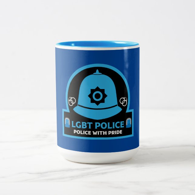  LGBT+ Gay Pride Police Two-Tone Coffee Mug (Center)