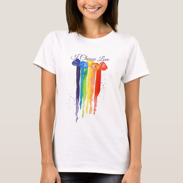 Lgbt Gay Pride Poppy Flower Rainbow Choose Love T-Shirt (Front)