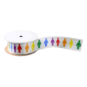 LGBT Gay Pride Rainbow Figures Satin Ribbon
