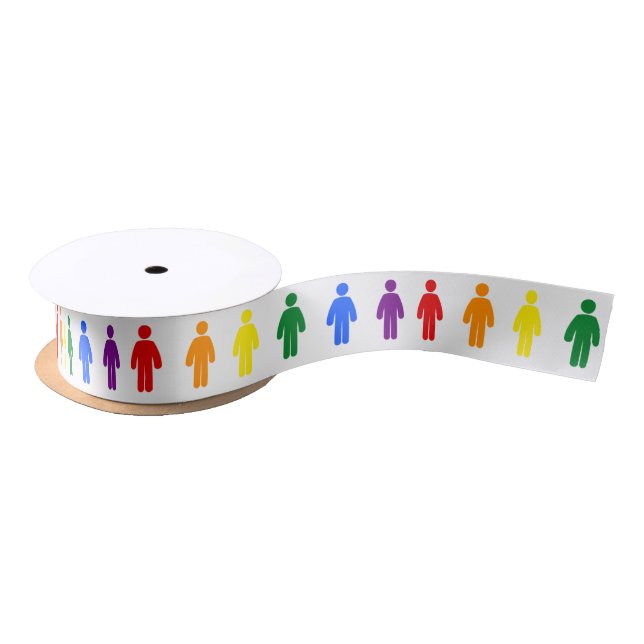 LGBT Gay Pride Rainbow Figures Satin Ribbon (Spool)
