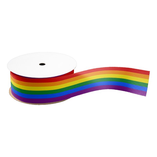 LGBT Gay Pride Rainbow Flag 6 Stripes Grosgrain Ribbon (Spool)