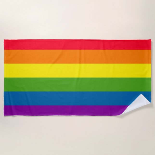 LGBT Gay Pride Rainbow Flag Beach Towel (Front)