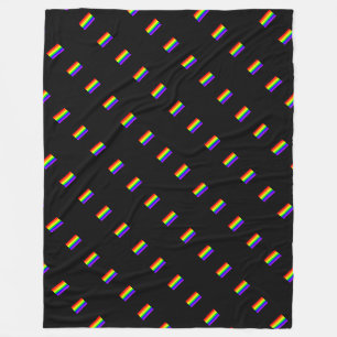 LGBT Gay Pride Rainbow Flag Pattern on Black! Fleece Blanket