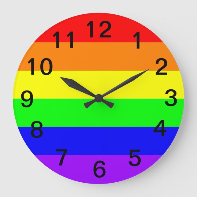 LGBT Gay Pride Rainbow Flag! Time For Equality! Large Clock (Front)