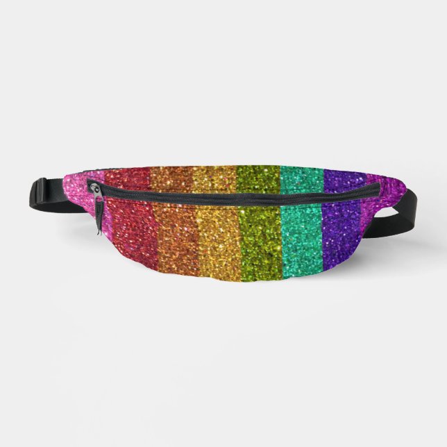 LGBT Gay Pride Rainbow Glitter Glam Luxury Bum Bags (Front)