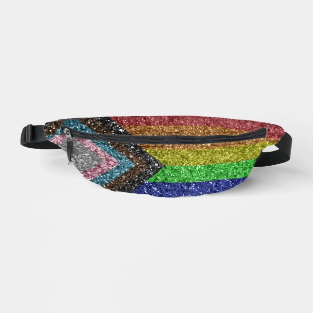 LGBT Gay Pride Rainbow Glitter Glam Luxury Bum Bags (Front)