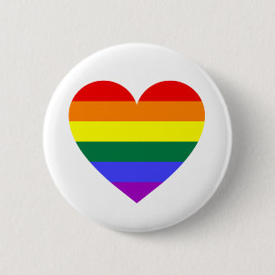 LGBT Gay Pride Rainbow Heart 6 Cm Round Badge