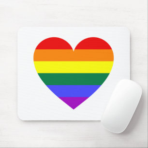 LGBT Gay Pride Rainbow Heart Mouse Mat