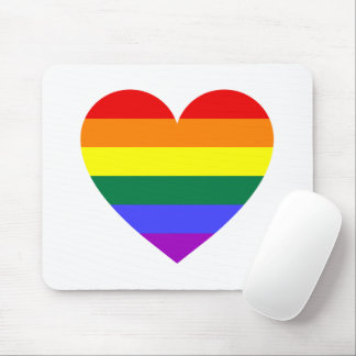 LGBT Gay Pride Rainbow Heart Mouse Mat