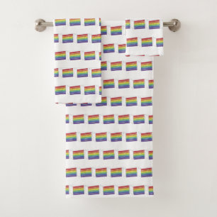 LGBT Gay Pride Rainbow Layer Wedding Cake Slice Bath Towel Set