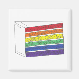 LGBT Gay Pride Rainbow Layer Wedding Cake Slice Magnet