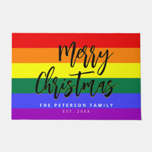 LGBT Gay Pride Rainbow Personalised Christmas Doormat
