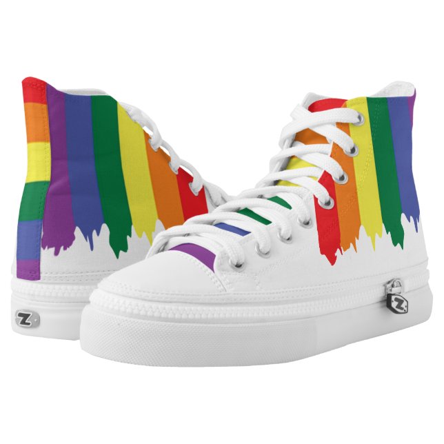LGBT Gay Pride Rainbow Running Paint High Tops (Pair)