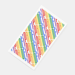 LGBT Gay Pride Rainbow Text Pattern LGBTQ Party Napkin