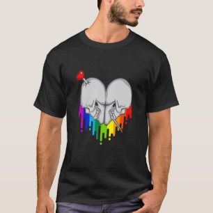 Lgbt Gay Pride Skull Rainbow Heart Lgbt Support T-Shirt