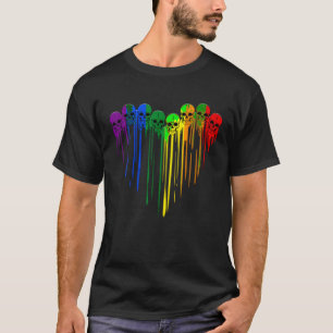LGBT Gay Pride Skull Rainbow Heart LGBT Support T T-Shirt