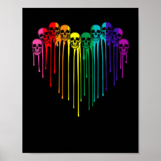 LGBT Gay Pride Started Flag Skull Heart LGBT Suppo Poster