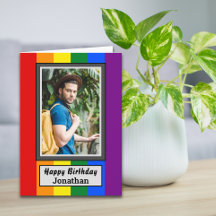 LGBT Gay Rainbow Flag with Photo & Name Birthday