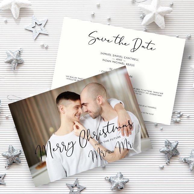 LGBT Gay Simple Mr & Mr Christmas Couple Wedding (LGBT Gay Simple Mr & Mr Christmas Couple Wedding Save the Date.)