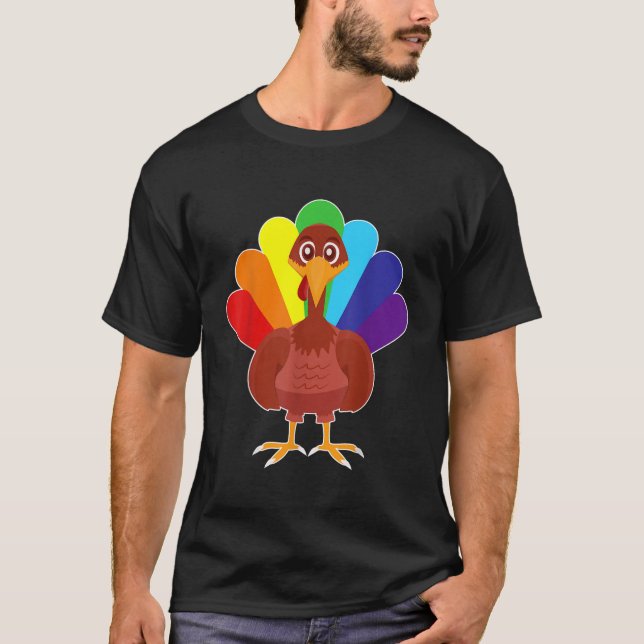 LGBT Gay Turkey Pride Rainbow Clothes Outfit Thank T-Shirt (Front)