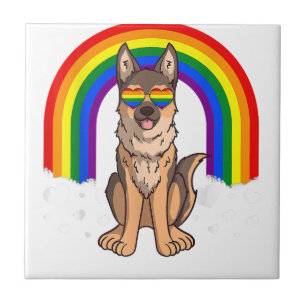 LGBT German Shepherd Dog Gay Pride Rainbow LGBTQ   Tile