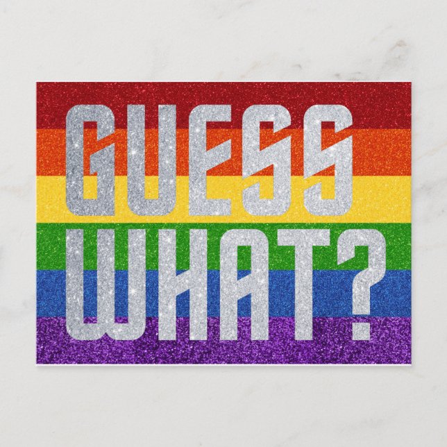 LGBT Glitter Guess What? Coming Out Card (Front)