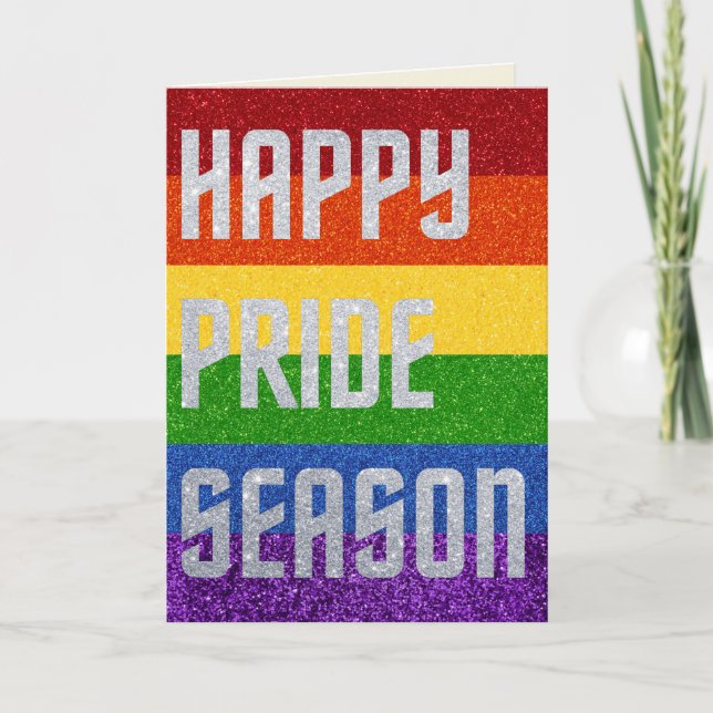 LGBT Glitter Happy Pride Season Card (Front)