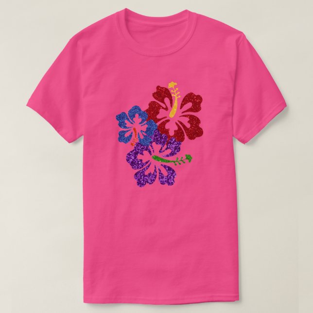 LGBT Glitter Pride Colours Hibiscus T-Shirt (Design Front)