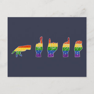 LGBT Glitter Rainbow ASL Pride Postcard