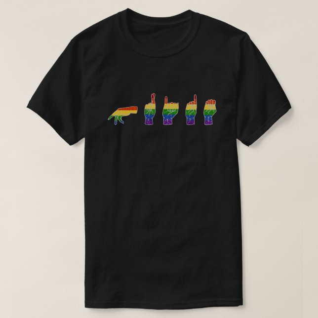 LGBT Glitter Rainbow ASL Pride  T-Shirt (Design Front)