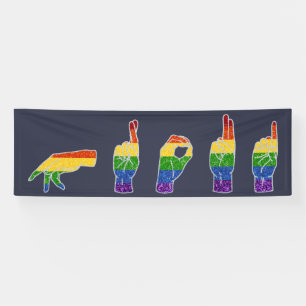 LGBT Glitter Rainbow ASL Proud Banner