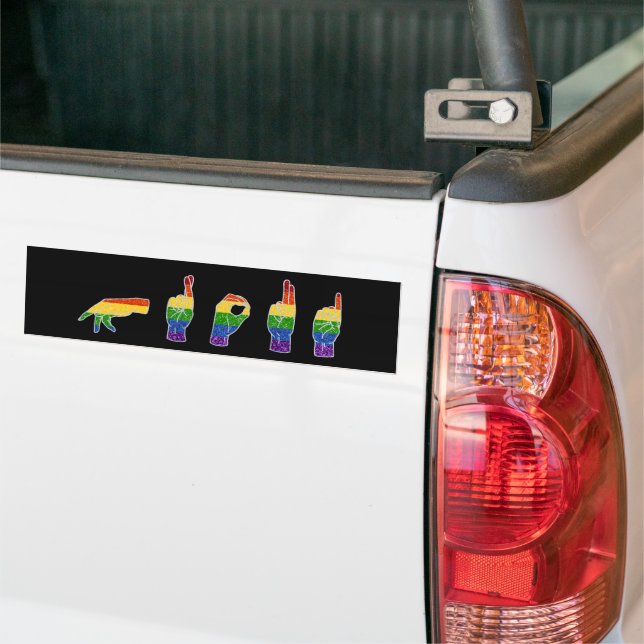 LGBT Glitter Rainbow ASL Proud Bumper Sticker (On Truck)