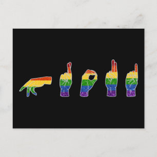 LGBT Glitter Rainbow ASL Proud Postcard
