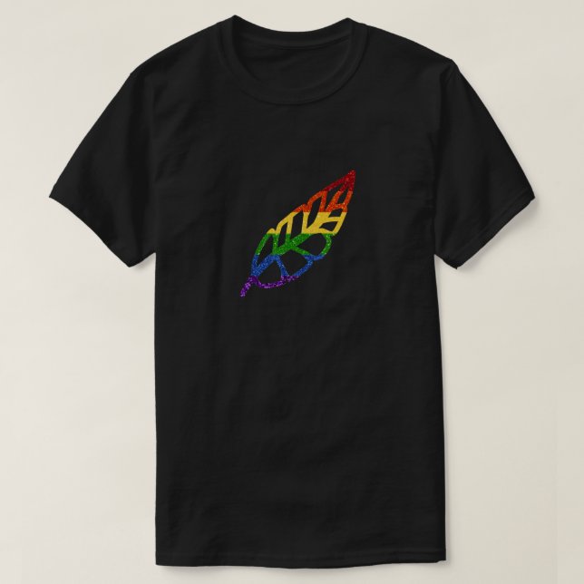 LGBT Glitter Rainbow Feather T-Shirt (Design Front)